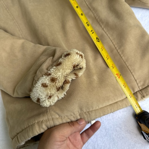 Kids Tan Hooded Jacket with Faux Fur by [Brand] - Picture 7 of 8